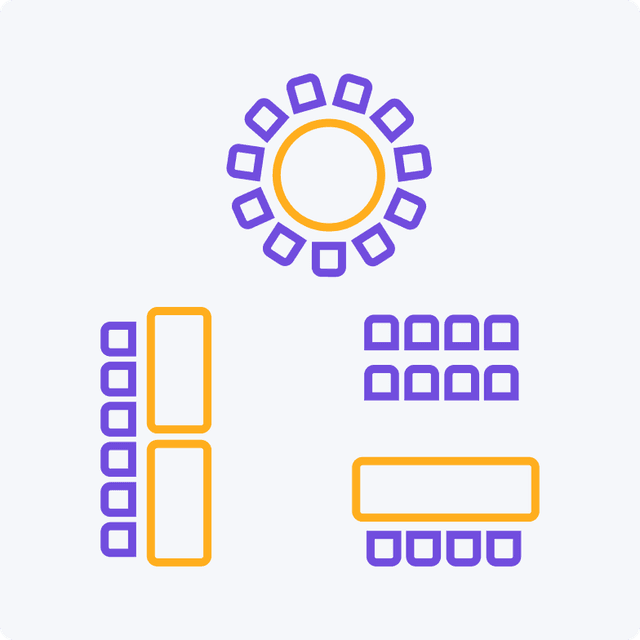 cowork Custom seating arrangement We can arrange the seating to fit your needs.