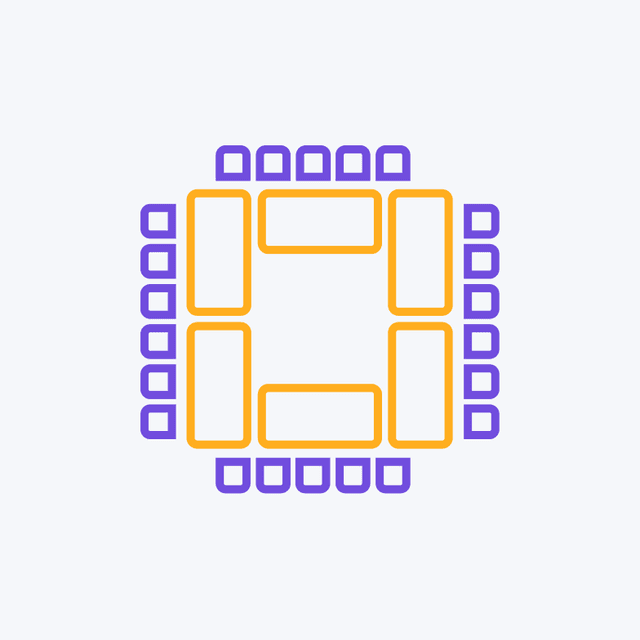 cowork Hollow square seating arrangement 24 seats