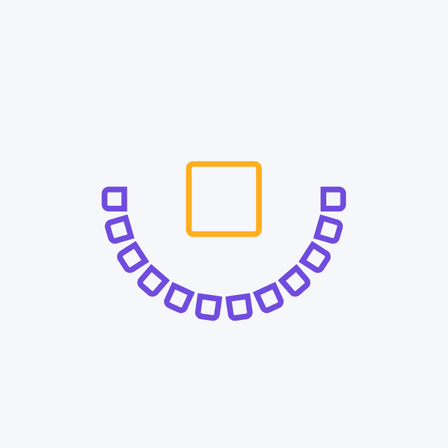 cowork Semi circle of chairs seating arrangement 20 seats